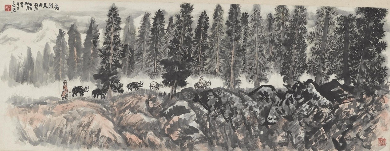 <h2>高跂天山</h2><p>作者：赵望云</p><p>创作年代：1972年</p><p>规格：36cm×94cm</p><p>品类：中国画</p>